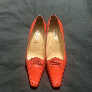 Isaac Mizrahi leather loafer style kitten heel pump.